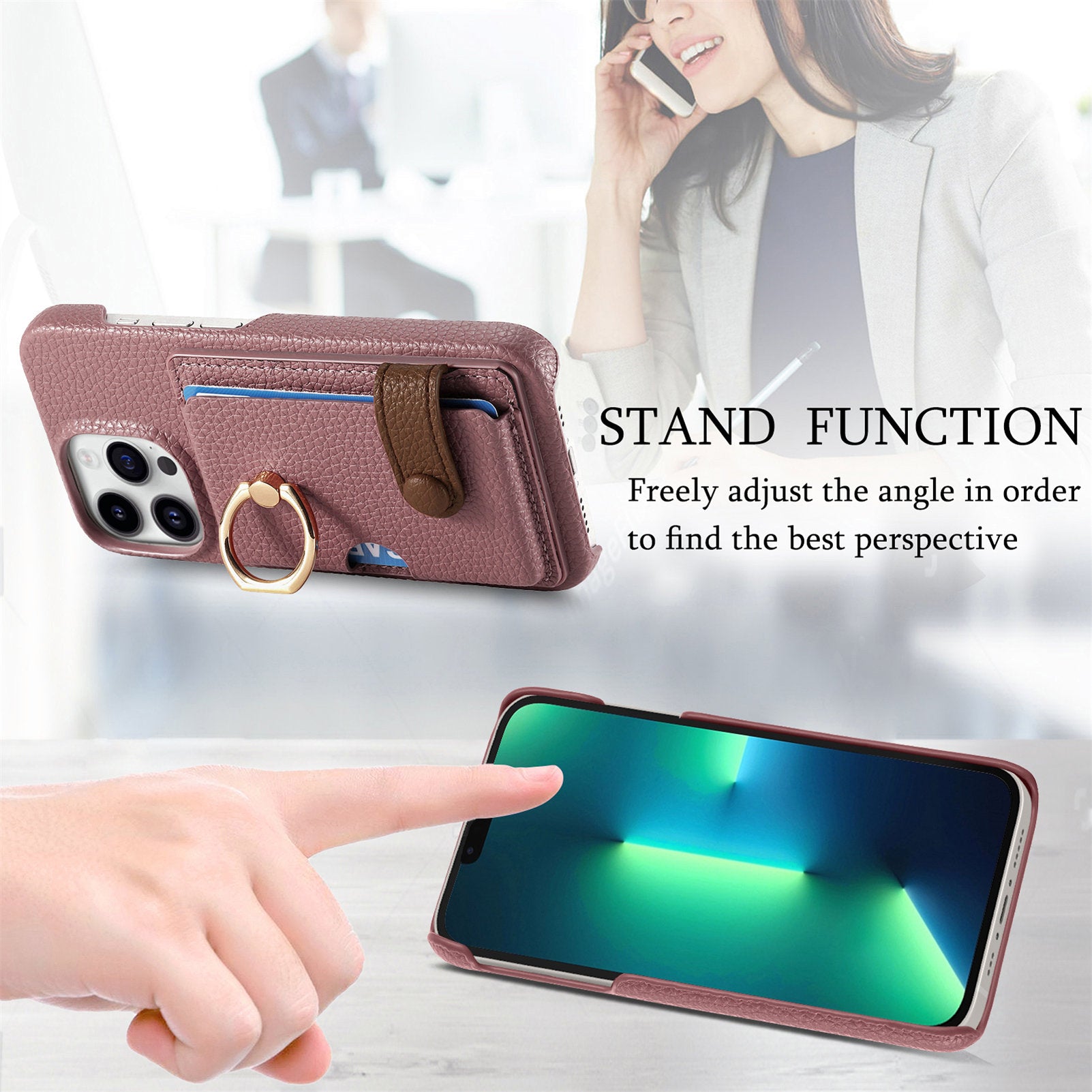 Y2 For iPhone 13 Pro Case Card Slot PU+PC+TPU Phone Cover with Kickstand Y2 For iPhone 13 Pro Case Card Slot PU+PC+TPU Phone Cover with Kickstand